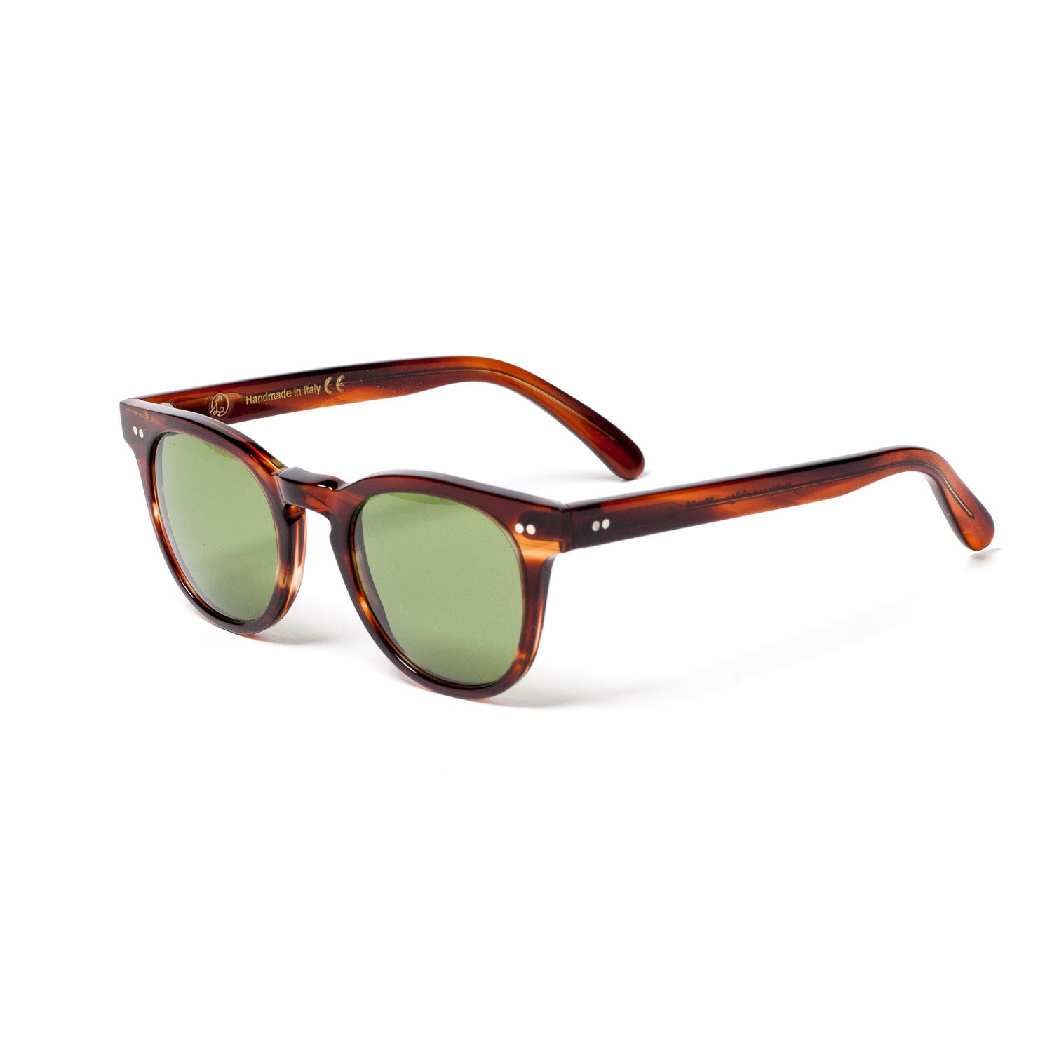 Horn-colored "NOBLESSE OBLIGE" Sunglasses with Green Lenses